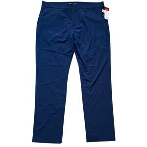 TRAVIS MATHEW Majestic X Players Pants Golf Flat Front Blue Nights Mens NWT 34